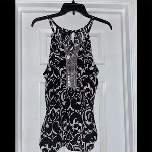 INC Black and White Sequined Tank Top